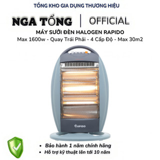 Máy sưởi đèn halogen rapdio 1600w, 4 bóng, quay trái phải, ngắt khi đổ, bảo hành 12 tháng