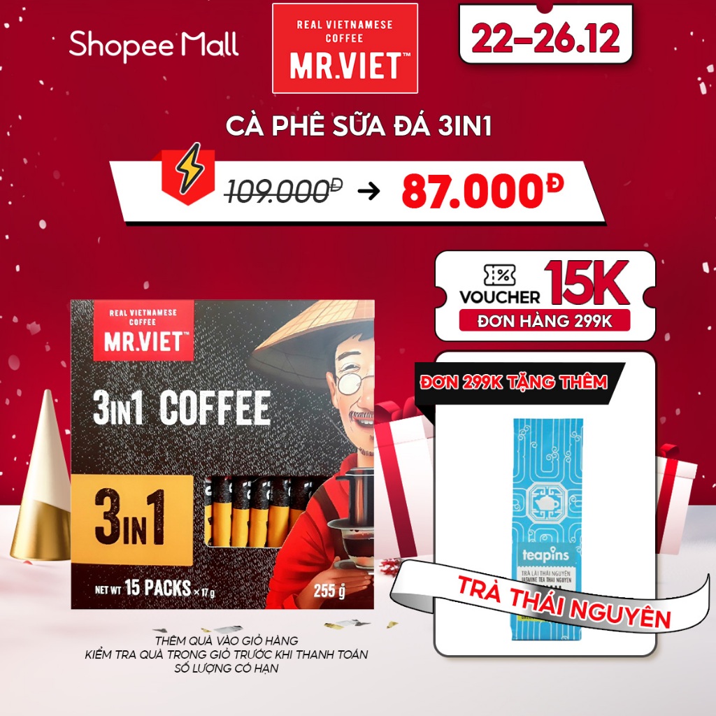 Cà phê hòa tan, cà phê sữa đá, 3in1 - MR.VIET Coffee