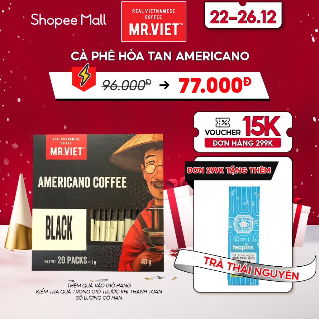 Cà phê hòa tan, cà phê đen Americano vị đậm đà - MR.VIET Coffee