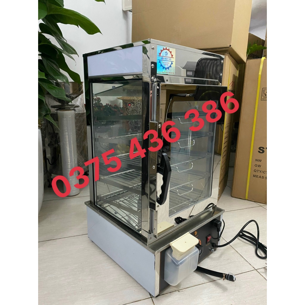 Tủ hấp bánh bao 5 tầng 2 lớp kính cường lực trưng bày hàng nhập khẩu