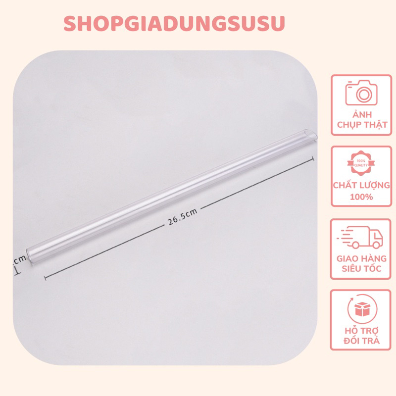 Ống hút tái chế nhựa Tritan 26cm loại dày an toàn sử dụng hút trân châu trà sữa