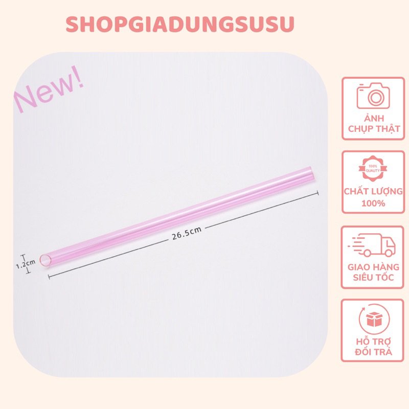 Ống hút tái chế nhựa Tritan 26cm loại dày an toàn sử dụng hút trân châu trà sữa