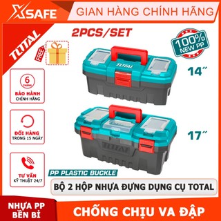 Bộ 2 hộp đựng đồ nghề total tpbxk0021 kích thước 14-17inch, thùng dụng cụ nhựa pp cứng cáp, chịu lực tốt độ bền cao