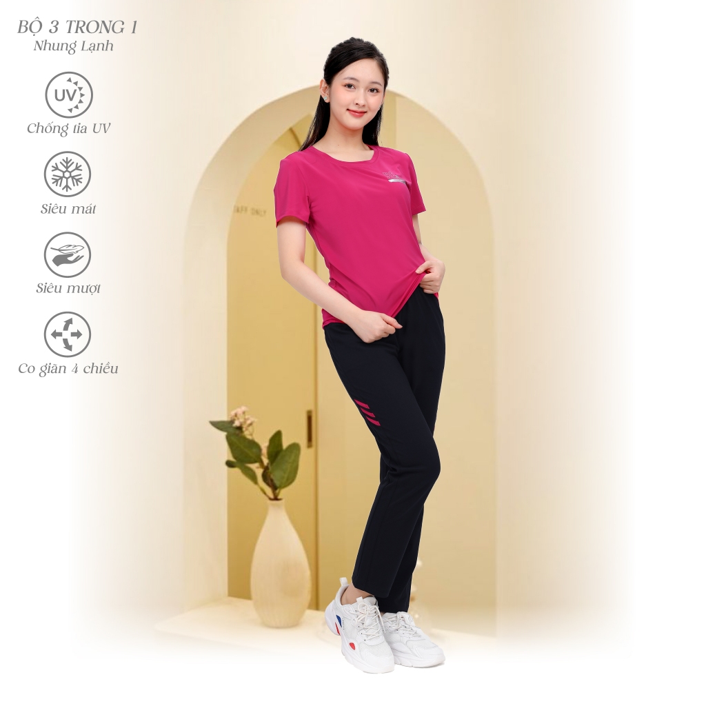 Đồ Bộ Nữ Kiểu Quần Dài Tay Ngắn Chất Nhung Lạnh 153p 6008 PALTAL trẻ trung và năng động