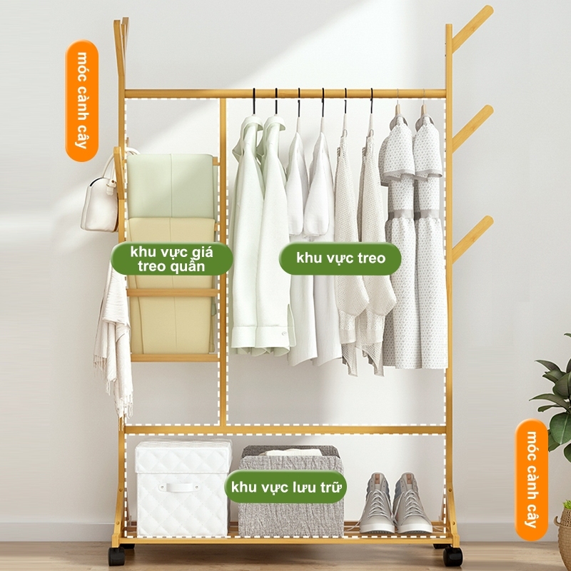 SUNNY BIERE Giá phơi quần áo Móc treo quần áo đa năng Được làm từ tre tự nhiên Với giá treo áo khoác | BigBuy360 - bigbuy360.vn