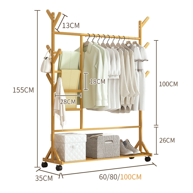 SUNNY BIERE Giá phơi quần áo Móc treo quần áo đa năng Được làm từ tre tự nhiên Với giá treo áo khoác | BigBuy360 - bigbuy360.vn