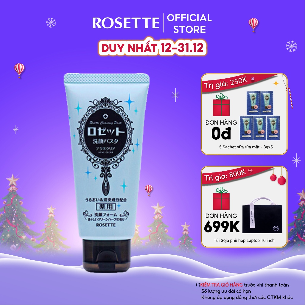 Sữa Rửa Mặt Làm Giảm Mụn 80G Rosette Face Wash Pasta Acne Clear