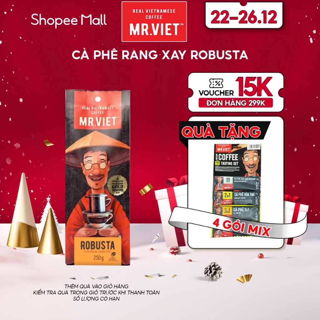 Cà phê Robusta rang xay nguyên chất, hậu chua thanh, hương đậm đà - MR.VIET Coffee