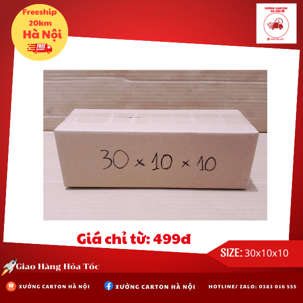 Combo 10 Hộp 30x10x10 Hộp carton, thùng bìa giấy cod đóng gói hàng.