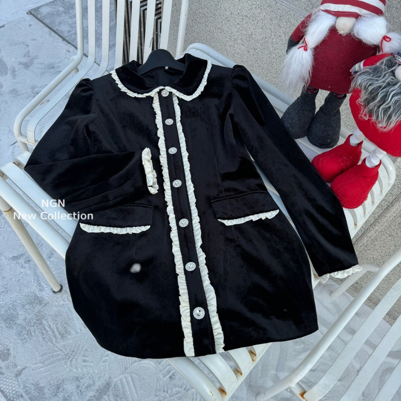 Váy Nhung Viền Bèo Kim Anh Bùi