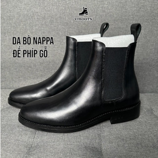 Giày Chelsea Boots Da Bò Nguyên Tấm Cổ Chun Ôm Chân, Giày Boot Nam Da Thật Viboots Cao Cổ, Đế Phíp Tăng Chiều Cao