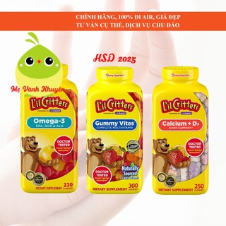 Kẹo dẻo Gấu cho trẻ L'il Critters Gummy Vites/Omega 3/Calcium D3, Mỹ (300/220/250v)