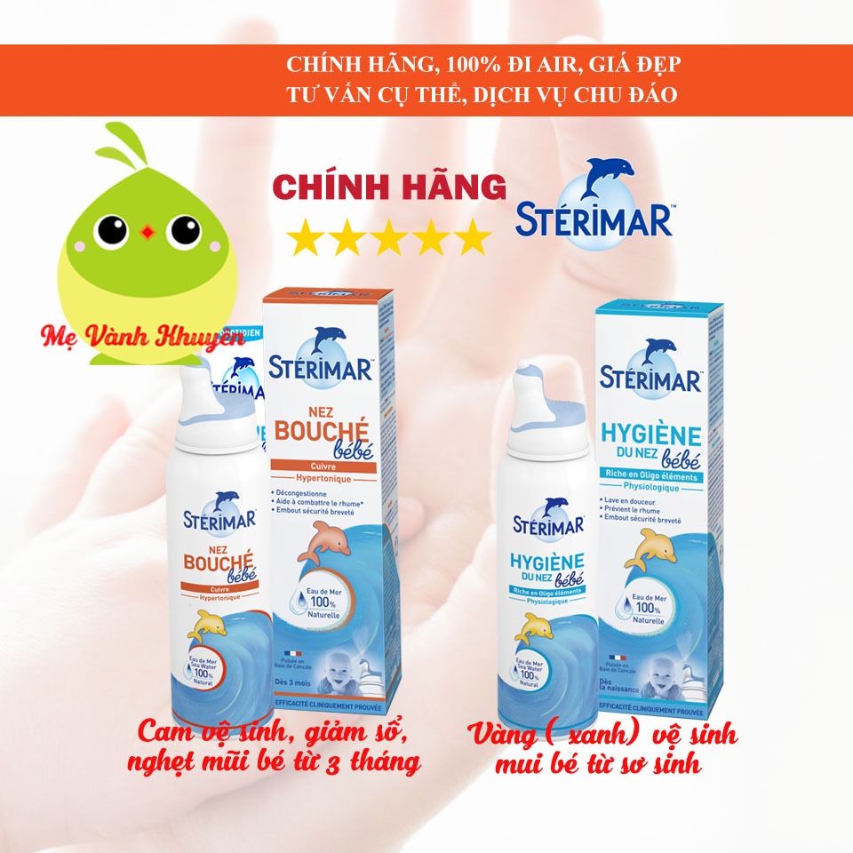 Xịt mũi cá heo cho trẻ Sterimar vàng/cam, Pháp (100ml)