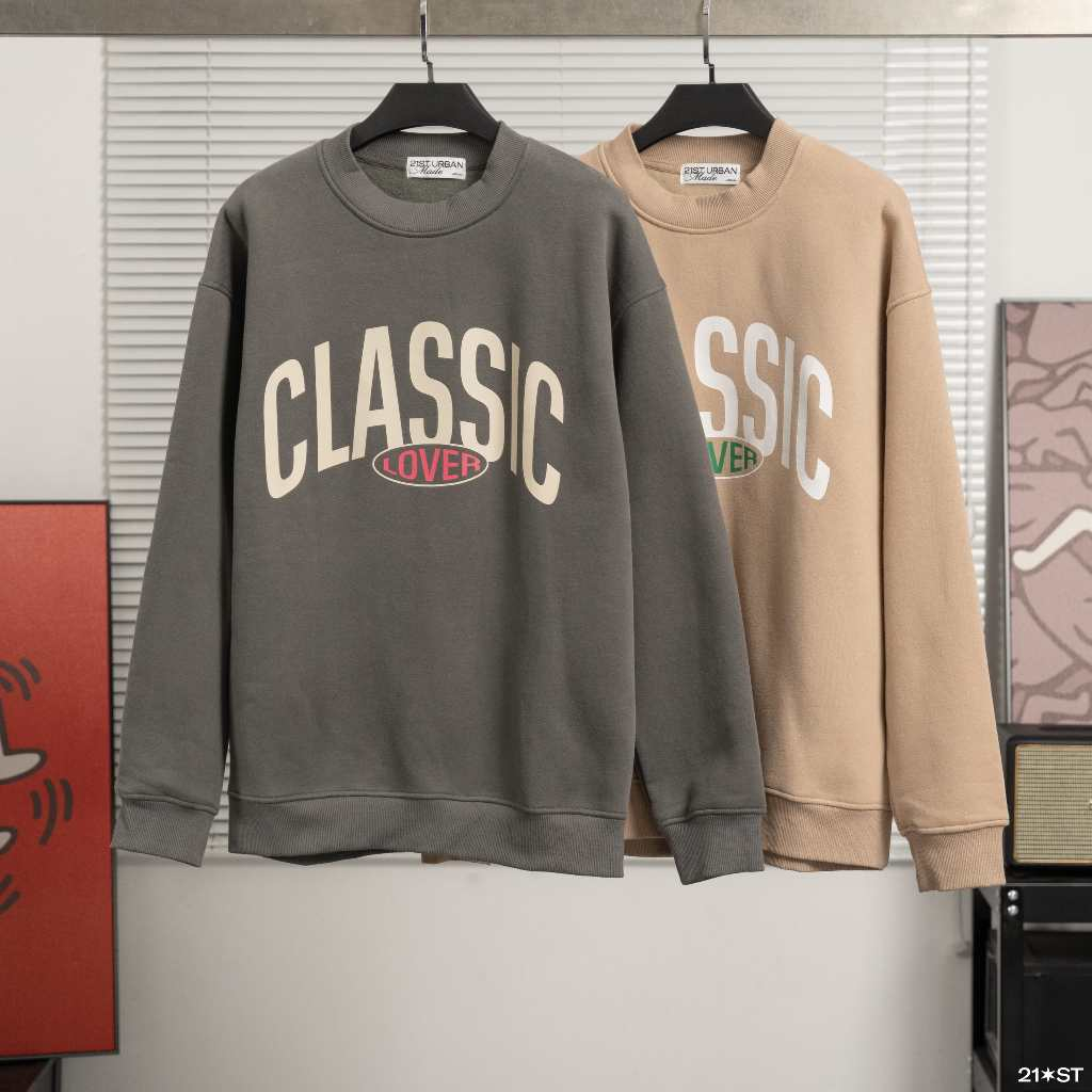 Áo nỉ bông dài tay 2 màu 21ST URBAN Classic Lover