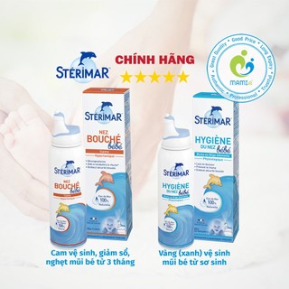Xịt muối biển cá heo vàng và cá heo cam (100ml) vệ sinh mũi cho bé 0-3 tuổi Sterimar, Pháp