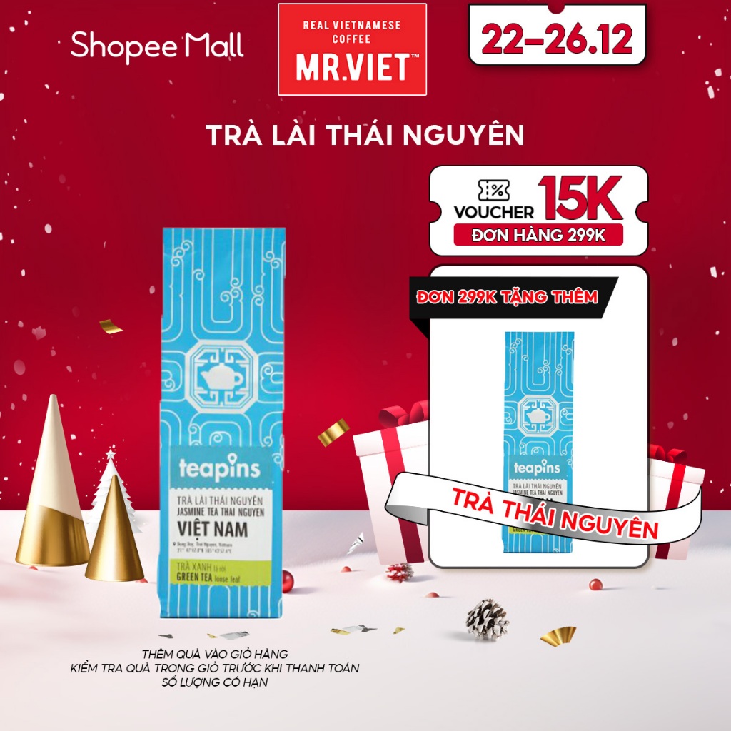 Trà lài Thái Nguyên, trà xanh, hương hoa quyến rũ , Teapins For Local 70g