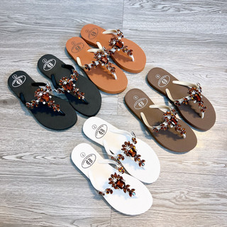 [Hình thật] Dép kẹp đính đá (form to lùi size)