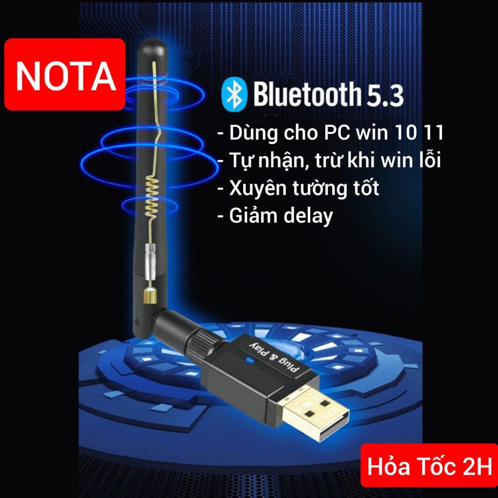 Usb Bluetooth 5.1 và Bluetooth 5.3 và WiFi 5G kết nối Chuột Loa Tai nghe Bàn phím, xài Máy bàn Laptop PC