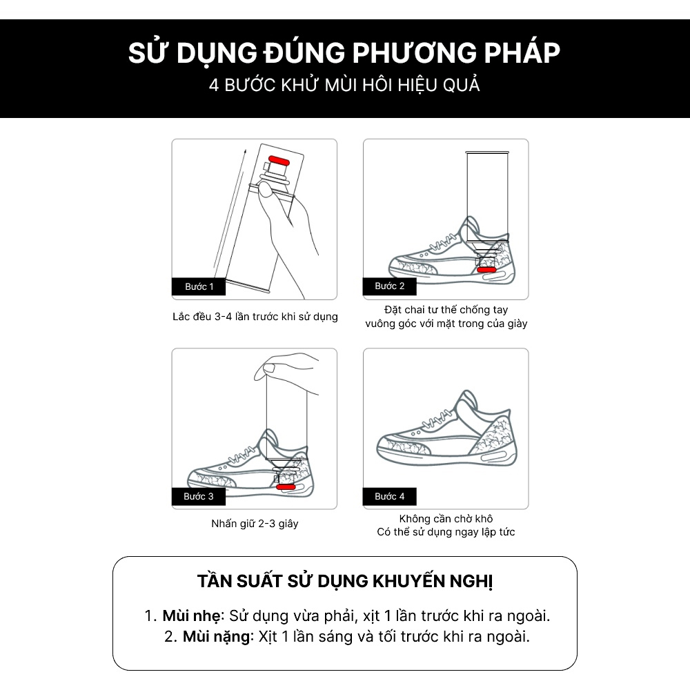 Chai xịt khử mùi hôi chân và giày lưu hương thơm công nghệ Bạc ion kháng khuẩn XIMO 300ml