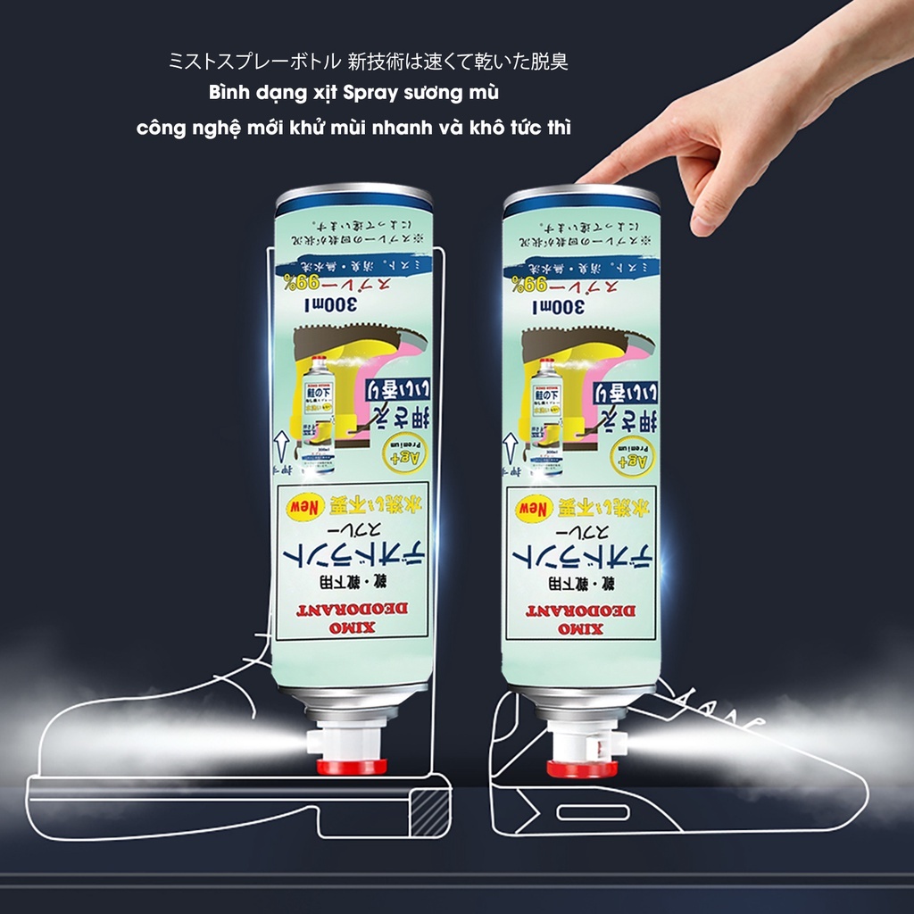 Chai xịt khử mùi hôi chân và giày lưu hương thơm công nghệ Bạc ion kháng khuẩn XIMO 300ml