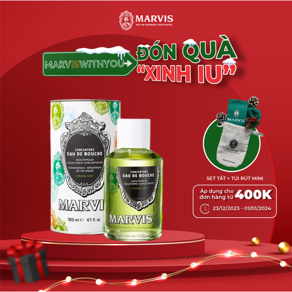 Nước Súc Miệng Marvis Strong Mint 120ml (Có Hộp Đẹp)