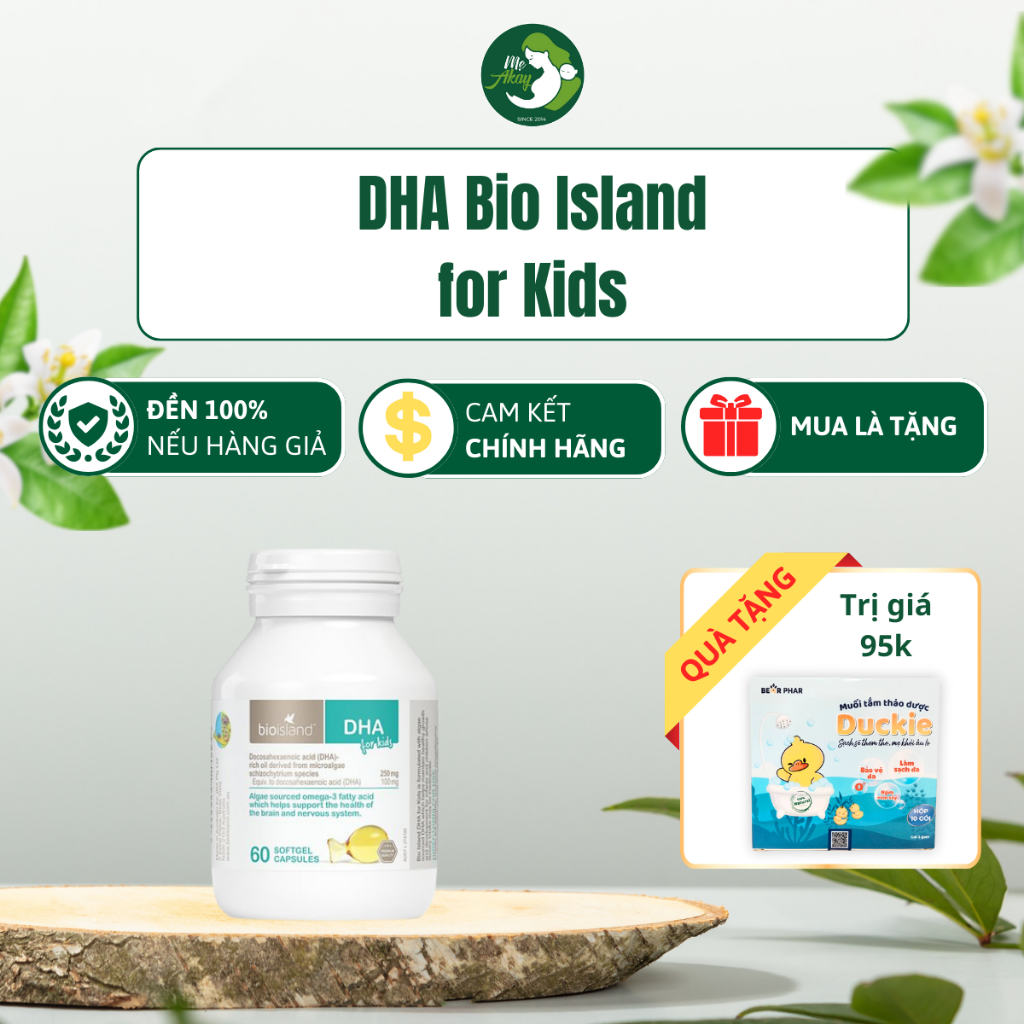 Viên uống bổ sung DHA cho trẻ từ 7 tháng tuổi Bio Island DHA Kids 60 viên- Mẹ Akay