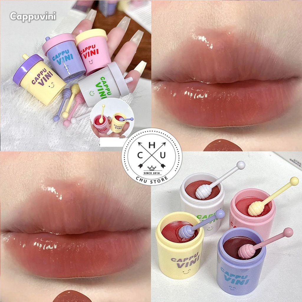 (Bán Buôn Sỉ) Son Bóng Dưỡng Ẩm CAPPUVINI Hình Cốc Trà Sữa Dễ Thương Dưỡng Môi Căng Bóng Mềm Mịn Chống Thấm Nước Son15