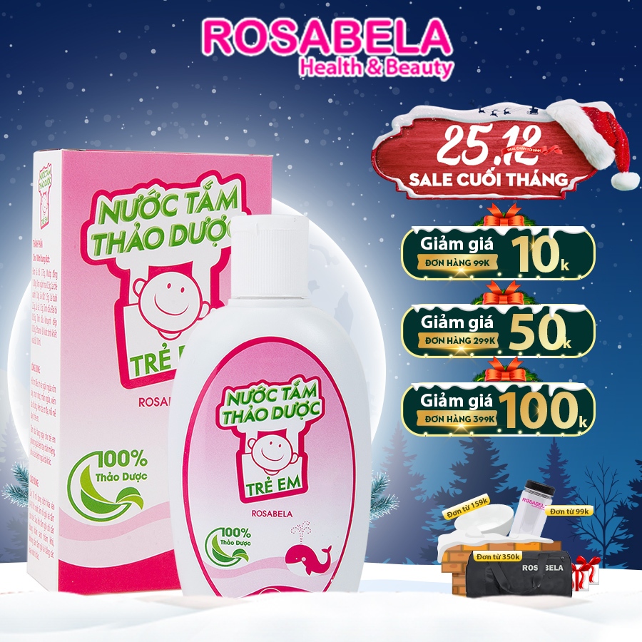 Nước tắm thảo dược cho bé Rosabela ngừa rôm sảy, hăm da, mẩn ngứa (dung tích 120ml)