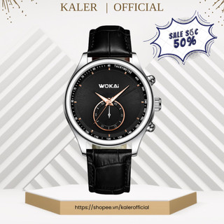 Đồng hồ nam dây da đen Wokai15
