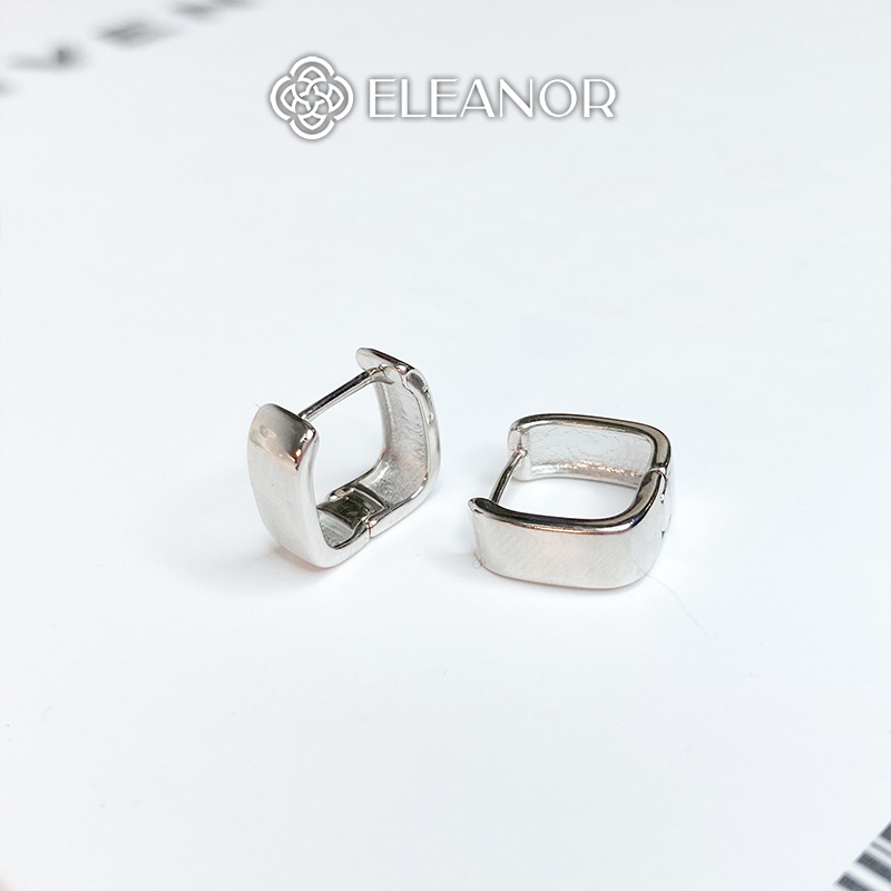 Bông tai nữ chuôi bạc 925 Eleanor Accessories viền trơn basic phụ kiện trang sức 5073