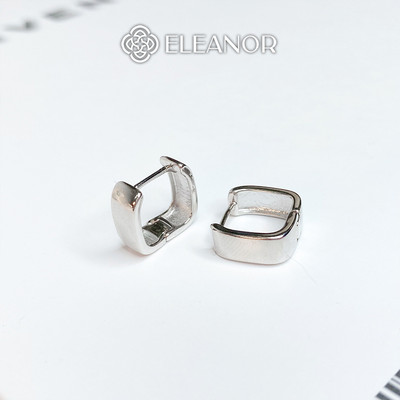 Bông tai nữ chuôi bạc 925 Eleanor Accessories viền trơn khuyên tai basic phụ kiện trang sức 5073