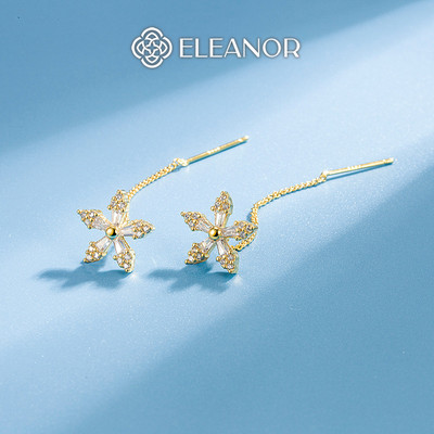Bông tai nữ đính đá dáng thả Eleanor Accessories khuyên tai hình hoa phụ kiện trang sức 4552