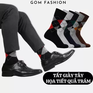 Tất nam cổ cao đi giày tây GOMTAT hoạ tiết quả trám, chất liệu cotton cao cấp hút ẩm thoáng khí  -GOM-QUATRAM-1DOI
