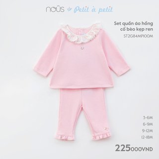 Set quần áo bé gái màu hồng Nous dễ thương chất liệu cao cấp cho bé từ 3 tới 12 tháng