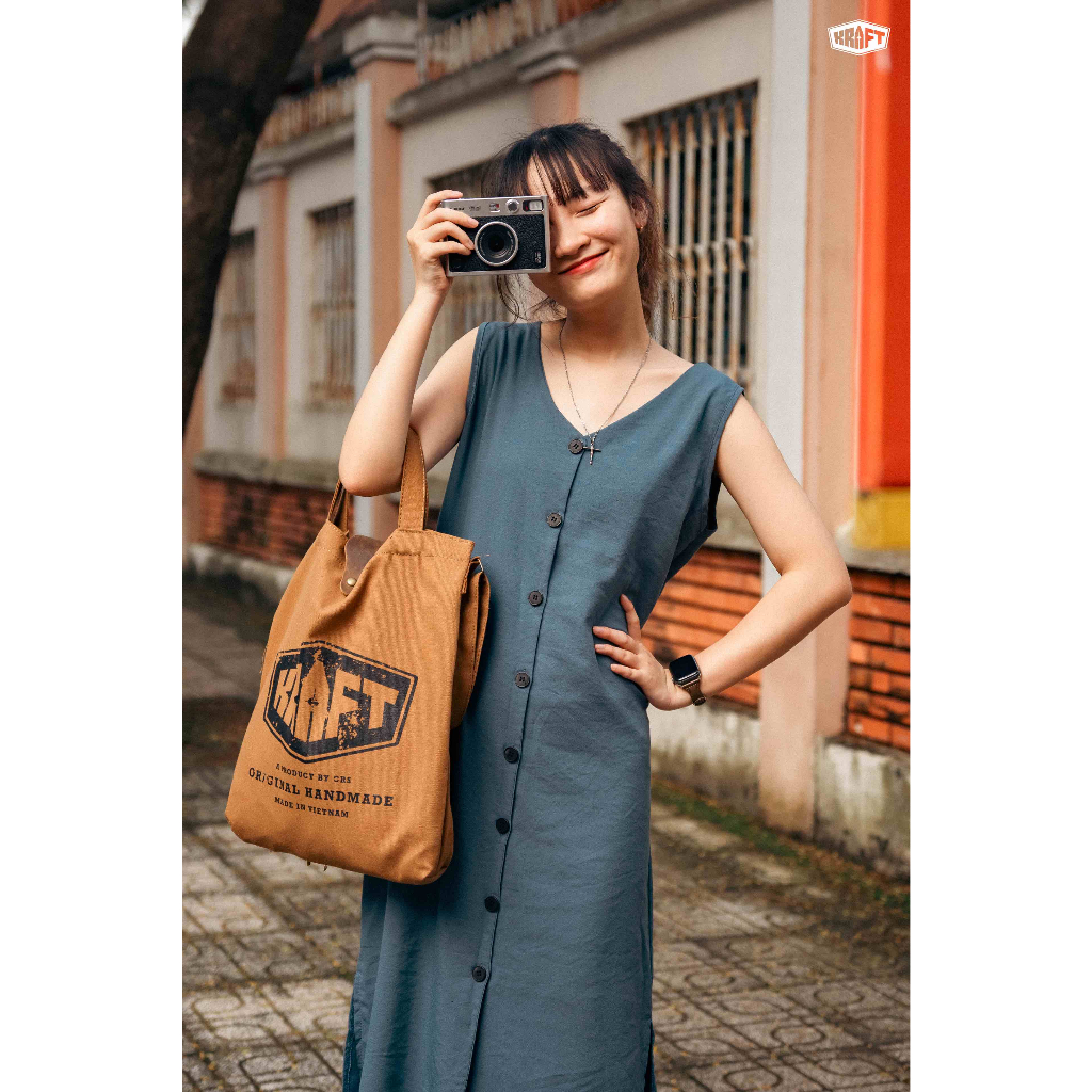 Tote Bag - Kraft V2  - XANH LÍNH / NÂU