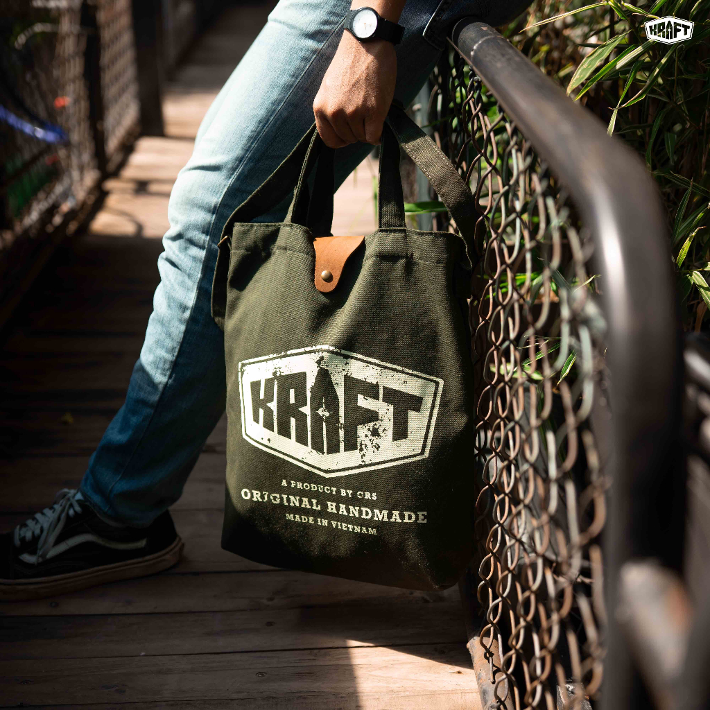 Tote Bag - Kraft V2  - XANH LÍNH / NÂU
