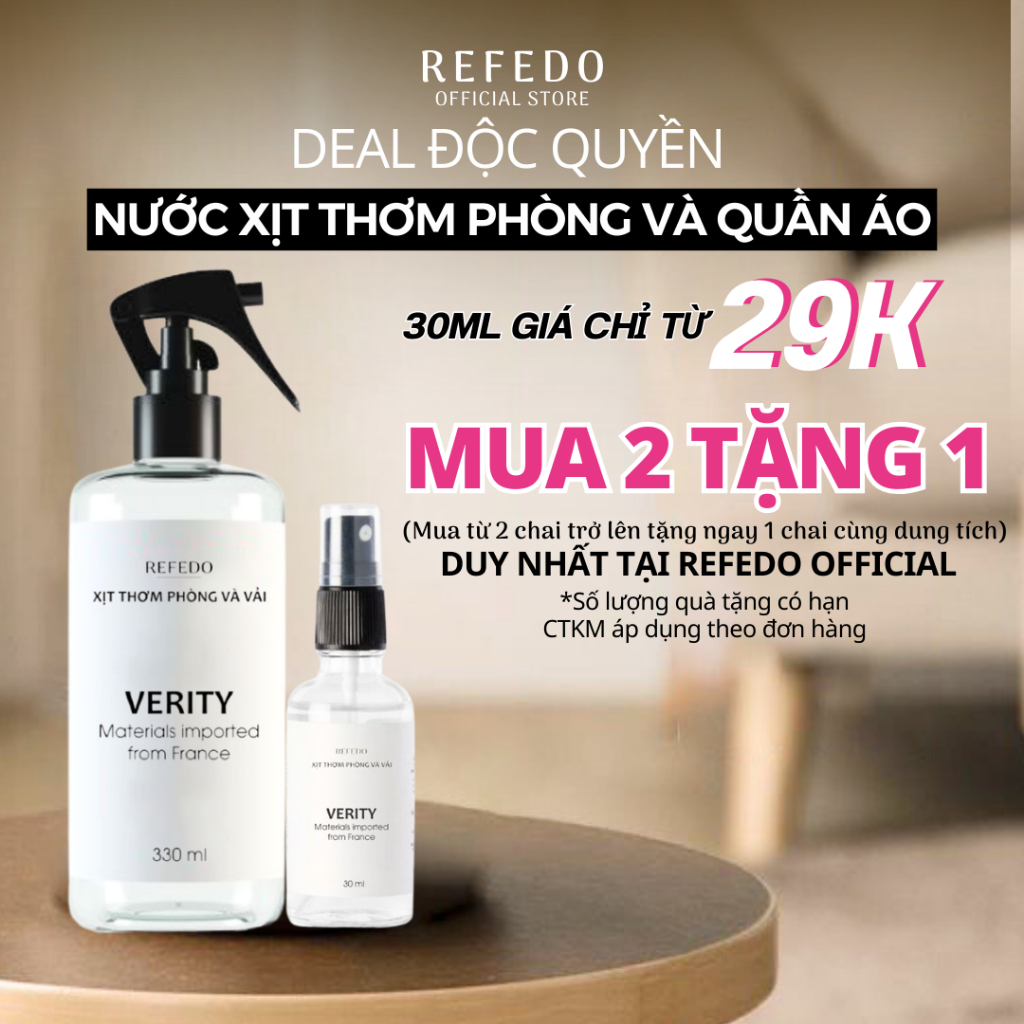 Xịt thơm phòng và quần áo REFEDO chai nước hoa xịt khử mùi sịt thơm phòng ngủ vải tủ quần áo nam nữ hương hoa tự nhiên