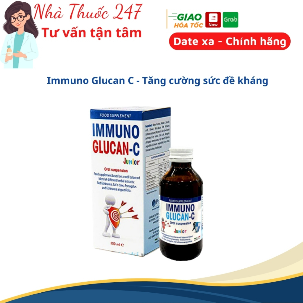 Tăng đề kháng cho bé Immuno Glucan C Nâng Cao Sức Khỏe Đường Hô Hấp Lọ