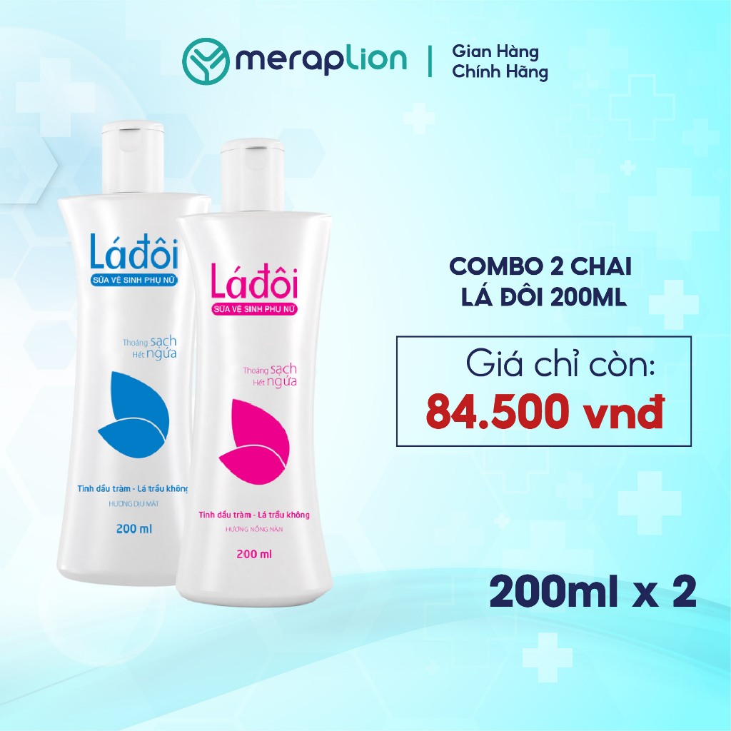 Combo 2 Sữa vệ sinh phụ nữ LÁ ĐÔI 200ml làm sạch tác nhân gây ngứa, mùi và viêm nhiễm phụ khoa