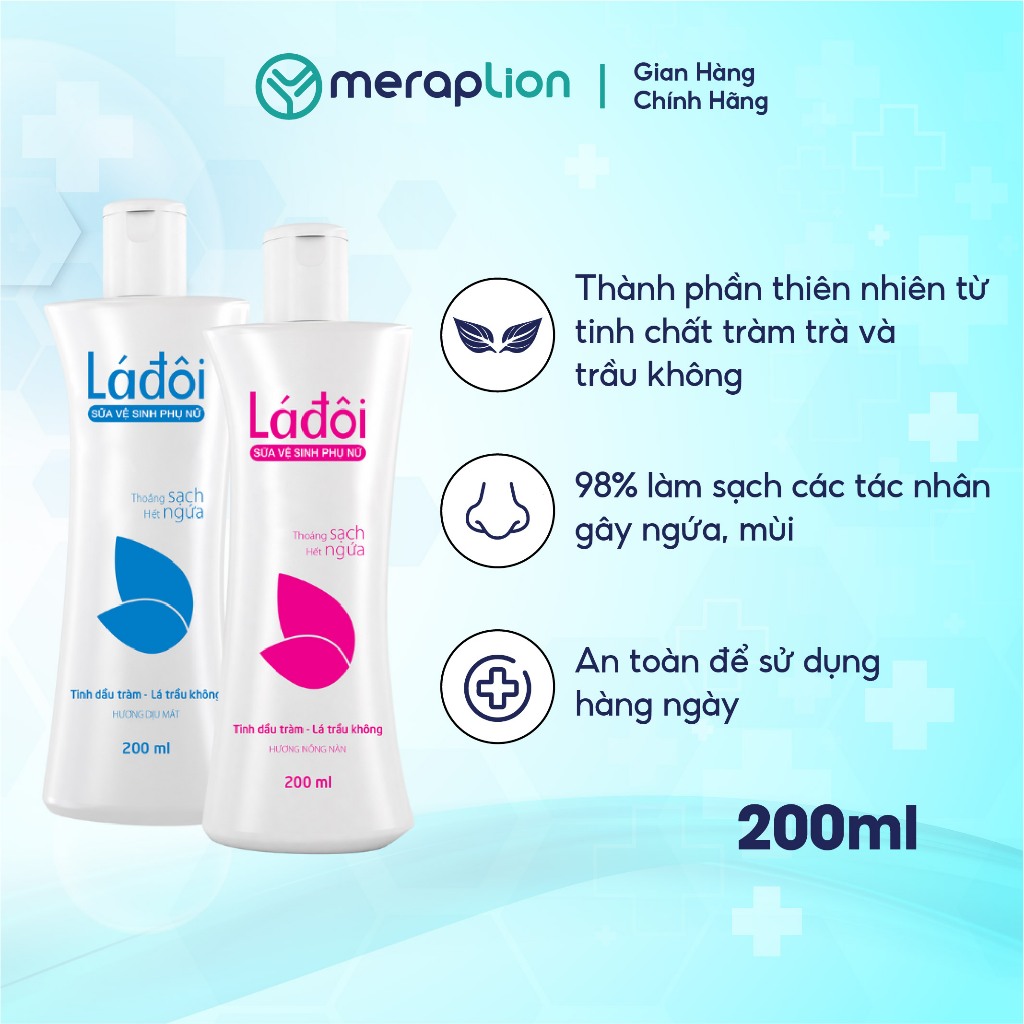 Combo 2 Sữa vệ sinh phụ nữ LÁ ĐÔI 200ml làm sạch tác nhân gây ngứa, mùi và viêm nhiễm phụ khoa