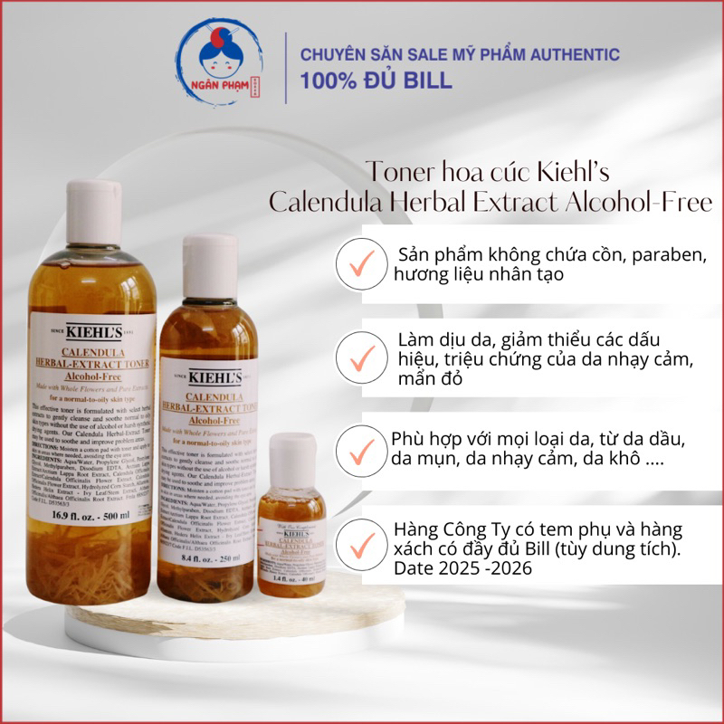 Toner hoa cúc Kiehl's Calendula Herbal Extract Alcohol-Free