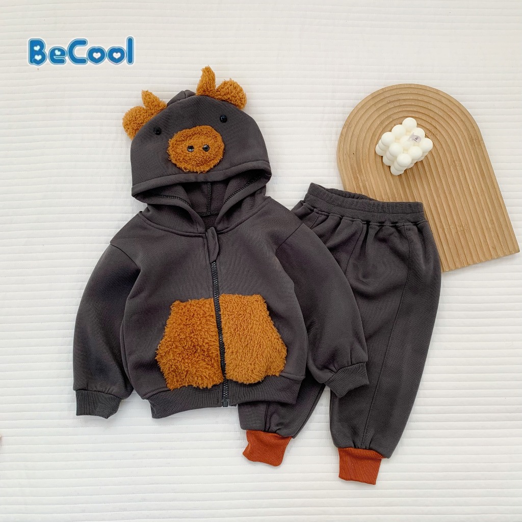 Bộ nỉ thu đông bé trai, Bộ nỉ sừng trâu siêu ấm,siêu xinh cho bé từ 6-27kg Moobaby Shop