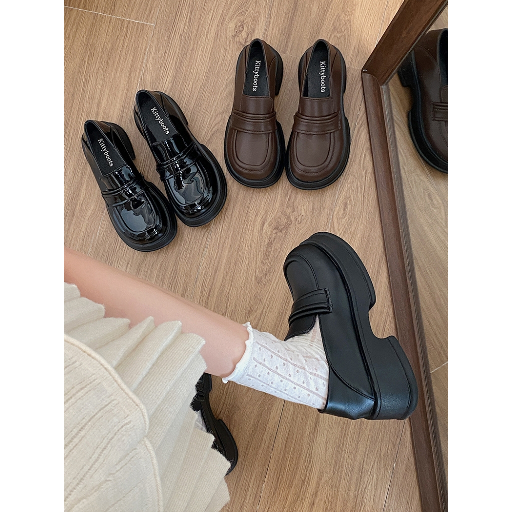 Giày loafer 𝗞𝗜𝗖𝗛𝗜 giày lười nữ basic dễ phối đồ da mềm dẫm gót đi được 2 kiểu đạp gót chuẩn hàng Quả