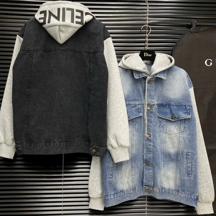 Áo Khoác Bò Celine Mũ 2 Lớp Bản Cao Cấp-Áo Khoác Jean Nam Nữ Hàng Đẹp Phong Cách Boy Phố
