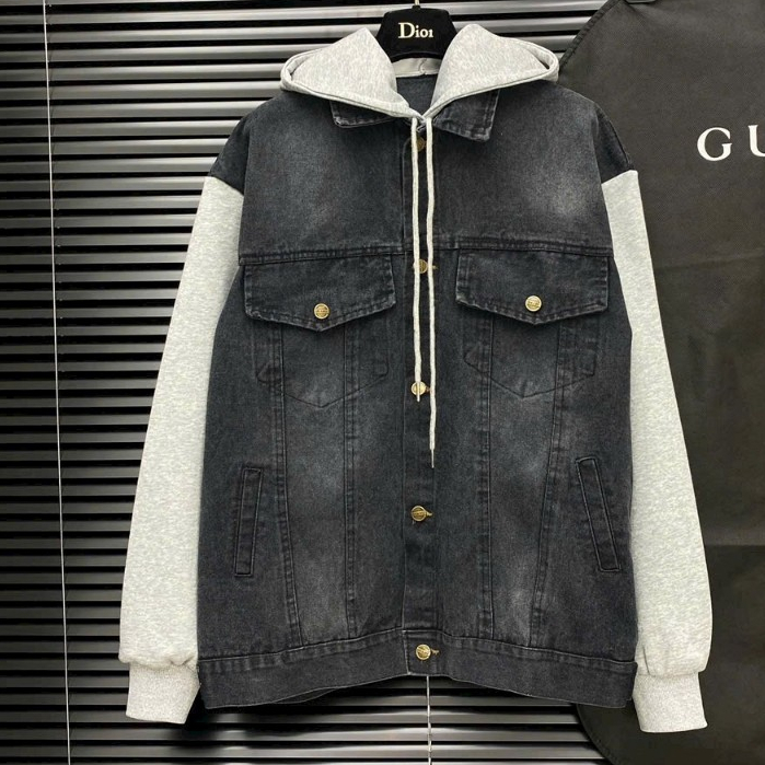 Áo Khoác Bò Celine Mũ 2 Lớp Bản Cao Cấp-Áo Khoác Jean Nam Nữ Hàng Đẹp Phong Cách Boy Phố