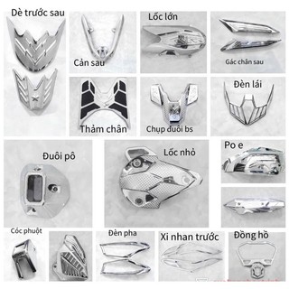 Ốp xe vario 125-150 2018-2023 nhựa crom xi: đồng hồ, xi nhan trước, đèn pha, gác chân sau, đuôi pô, cóc phuộc..