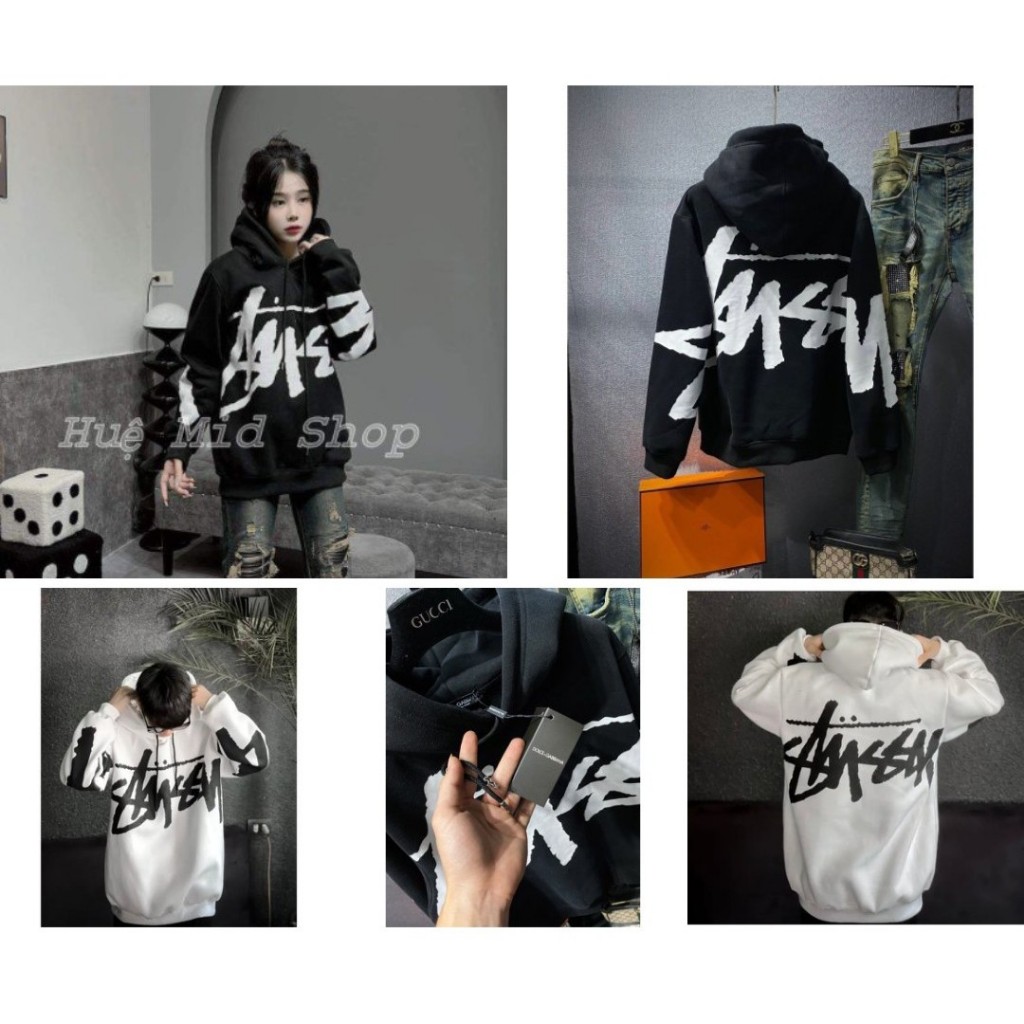 Áo Hoodie Nam Nữ Chữ Stussy Mũ 2 Lớp Chất Nỉ Trần Bông Cực Đẹp-Áo Hoodie Nam Nữ St