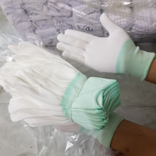 Lố 12 đôi găng tay sợi mút đen - xám / găng tay lao động / găng tay làm vườn / gang tay bảo hộ