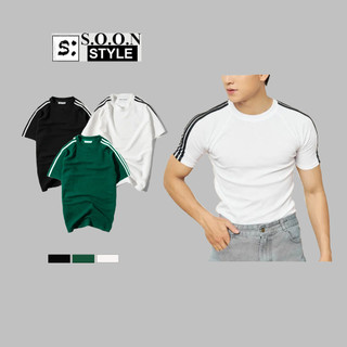 Áo thun nam Soonvn cotton thun gân cổ tròn form slimfit 3 màu LT02
