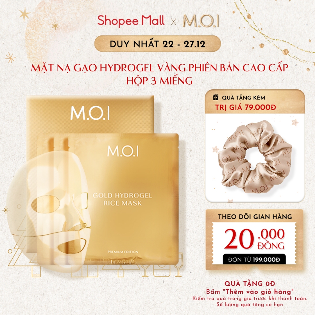 MẶT NẠ GẠO HYDROGEL VÀNG PHIÊN BẢN CAO CẤP - Hộp 3 Miếng